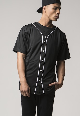 Urban Classics Regular fit Button Up Shirt 'Baseball' in Black