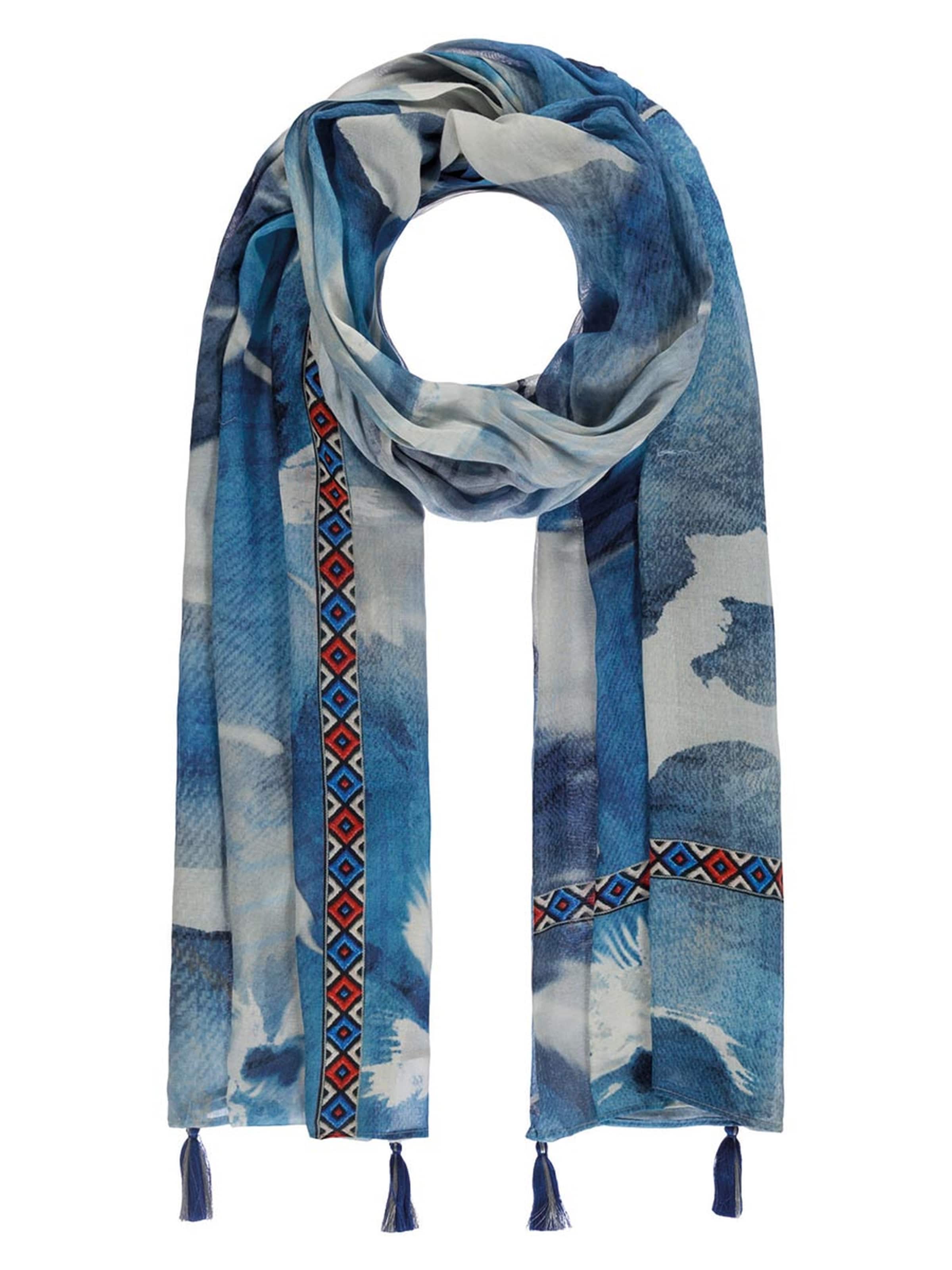 Passigatti Tuch 'Schal Jeans mit Blumen und Quasten'‌‌‌‌‌‌‌‌‌‌ in Blau: Vorderseite