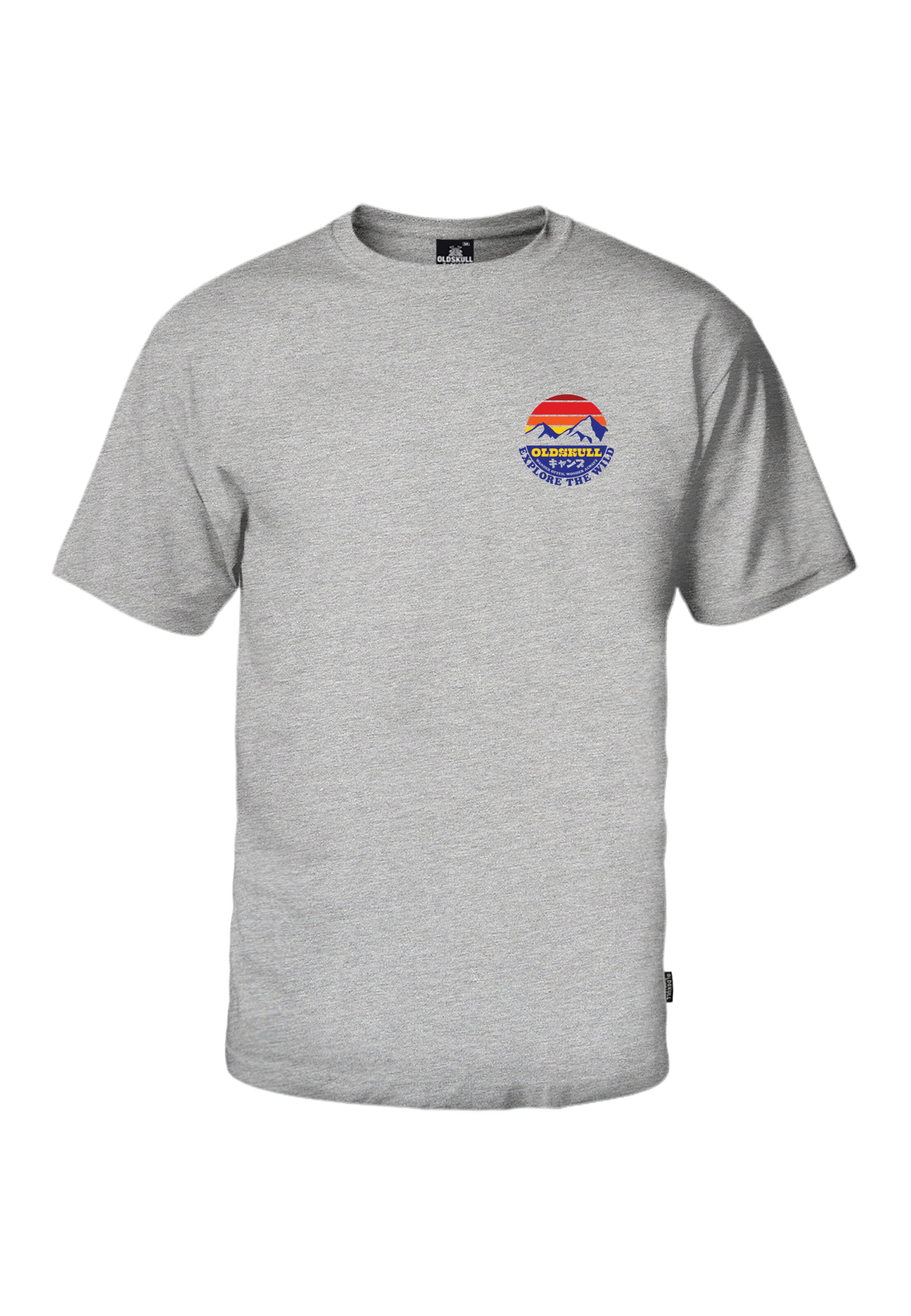 Oldskull Shirt 'Wrldvibe Explore The Wild' in Grijs