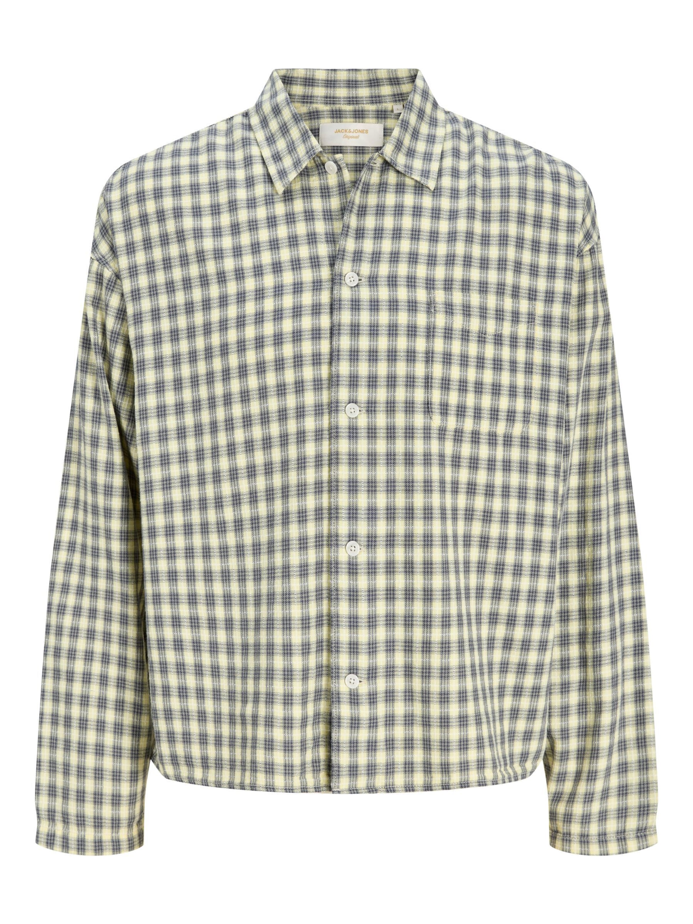 Jack & Jones Junior Overhemd in 128 in de kleur Citroen / Grafiet / Wit, Productweergave