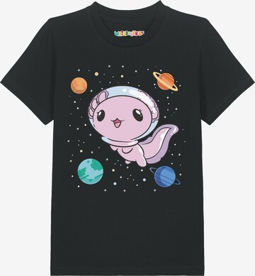 T-Shirt ' Axolotl in space ' watabout.kids en noir : devant