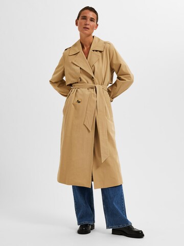 SELECTED FEMME Between-Seasons Coat 'SIA' in Brown: front