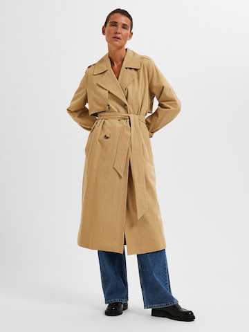 SELECTED FEMME Between-Seasons Coat 'SIA' in Brown: front