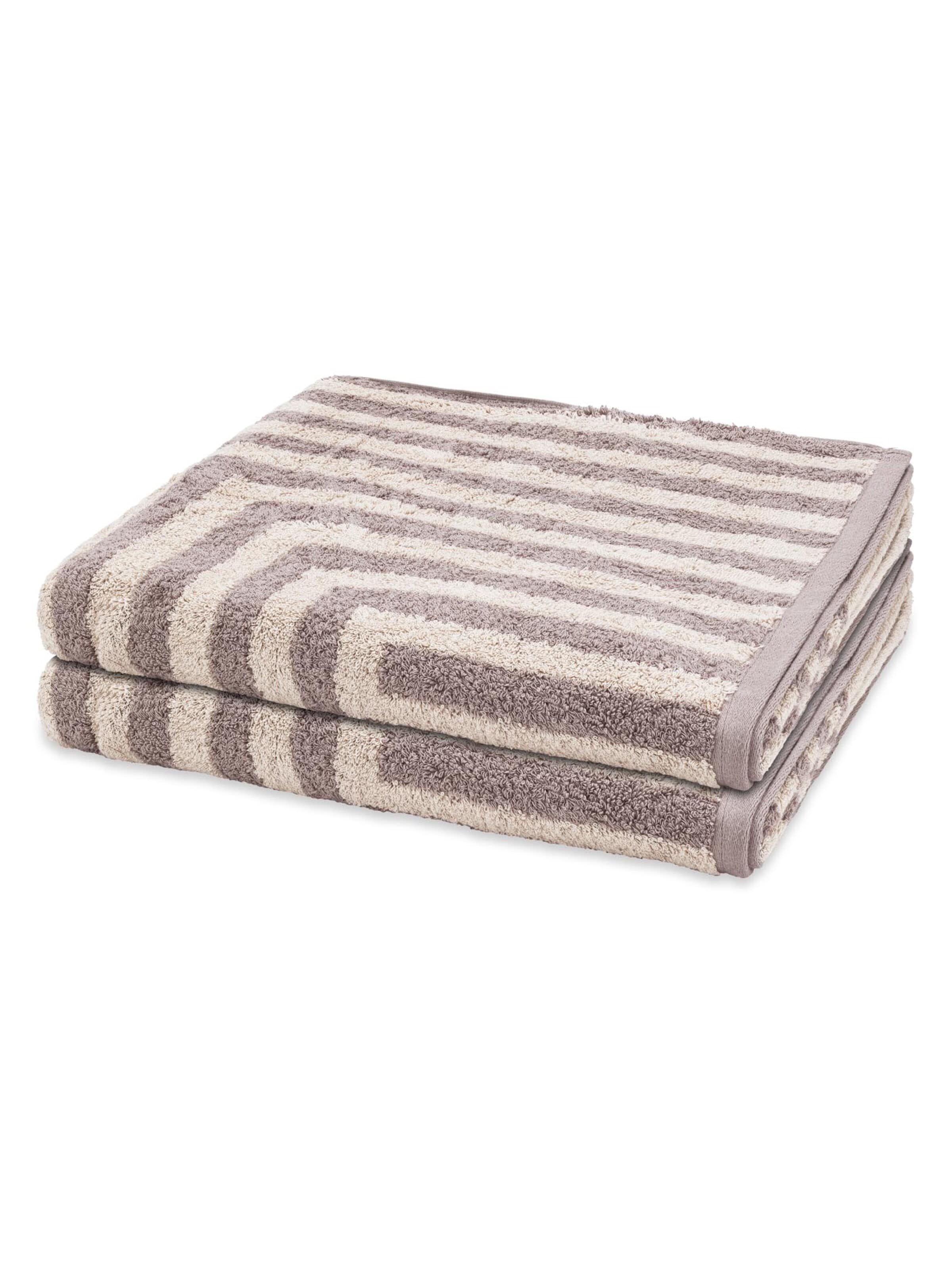 ROSS Handdoek 'Grafik' in Beige: voorkant