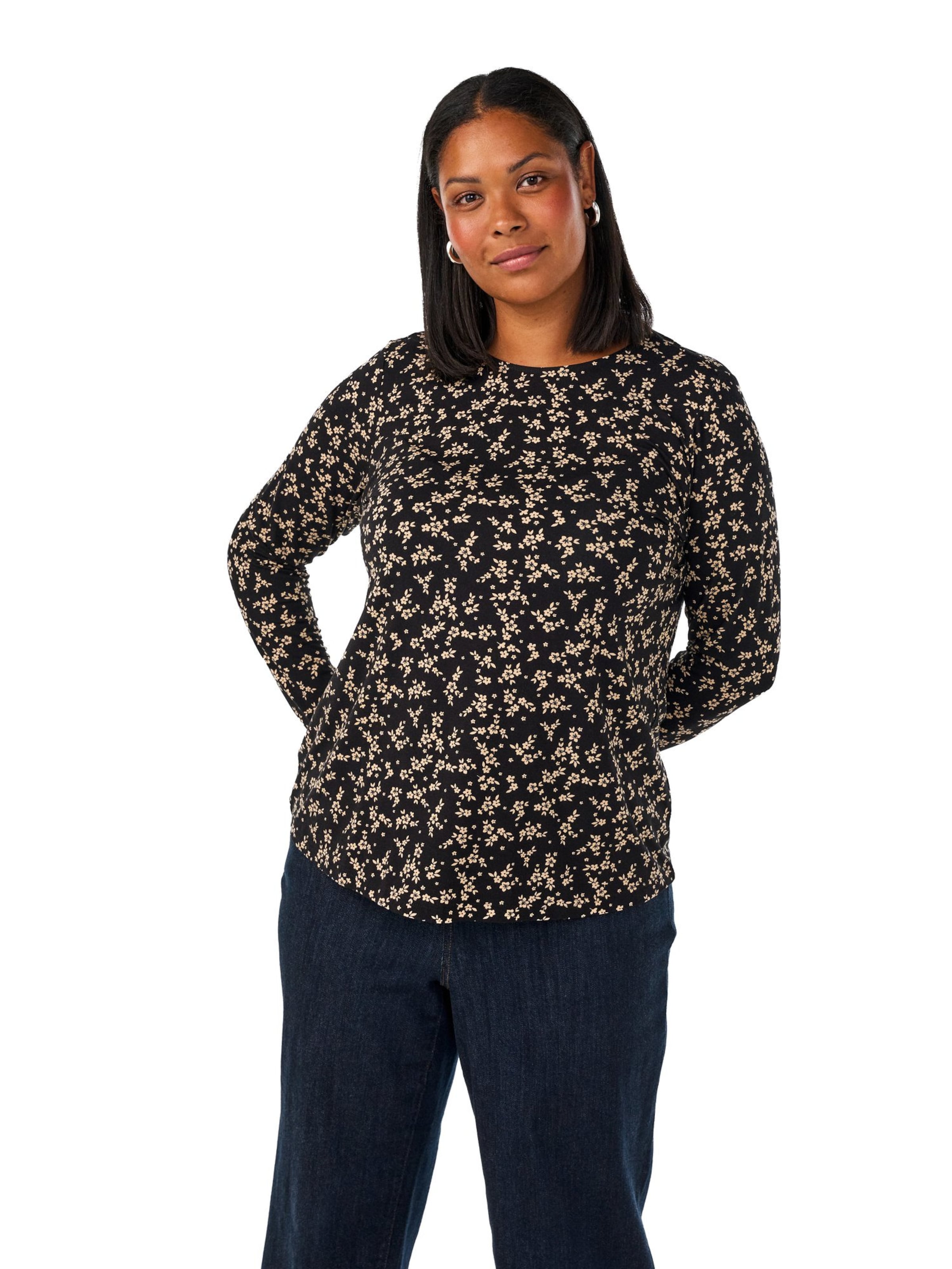 Camicia da donna di Zizzi in nero: frontale