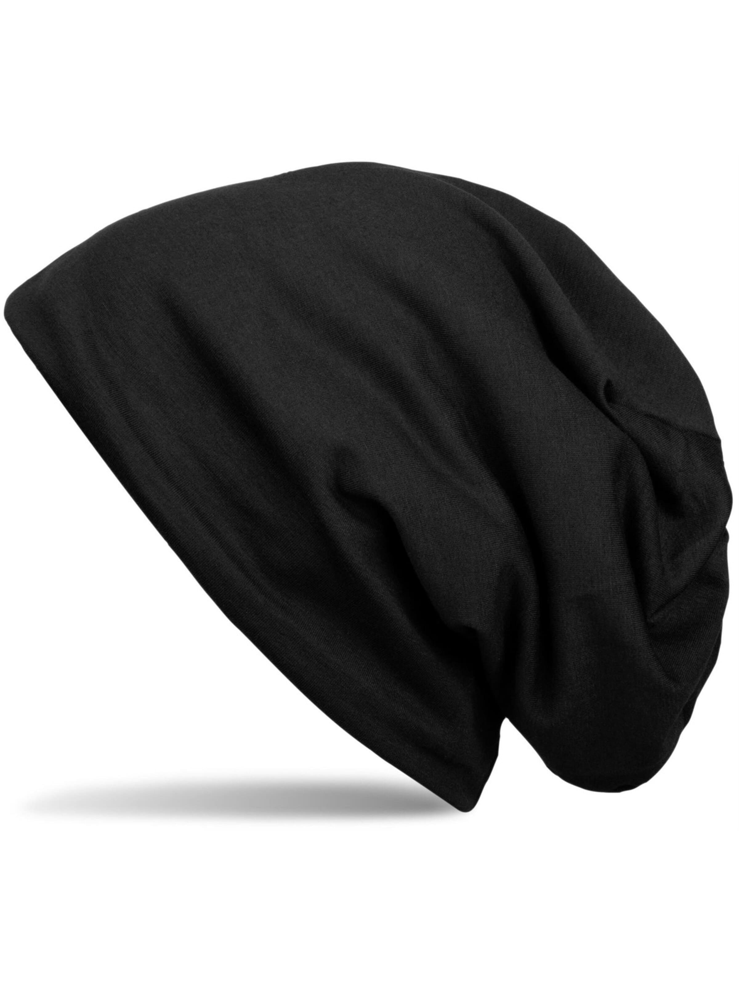 styleBREAKER Mütze 'Unifarbene Beanie Mütze mit Fleece'‌ in Schwarz: Vorderseite
