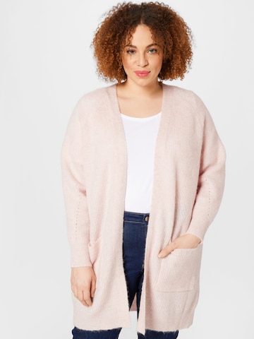 Selected Femme Curve Knit Cardigan 'LULU' in Pink: front