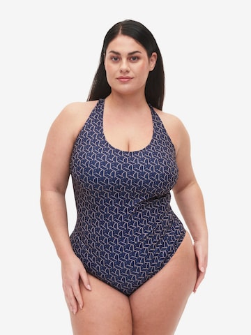 Swim by Zizzi - Soutien Bustier Fato de banho 'STHELMA' em roxo: frente