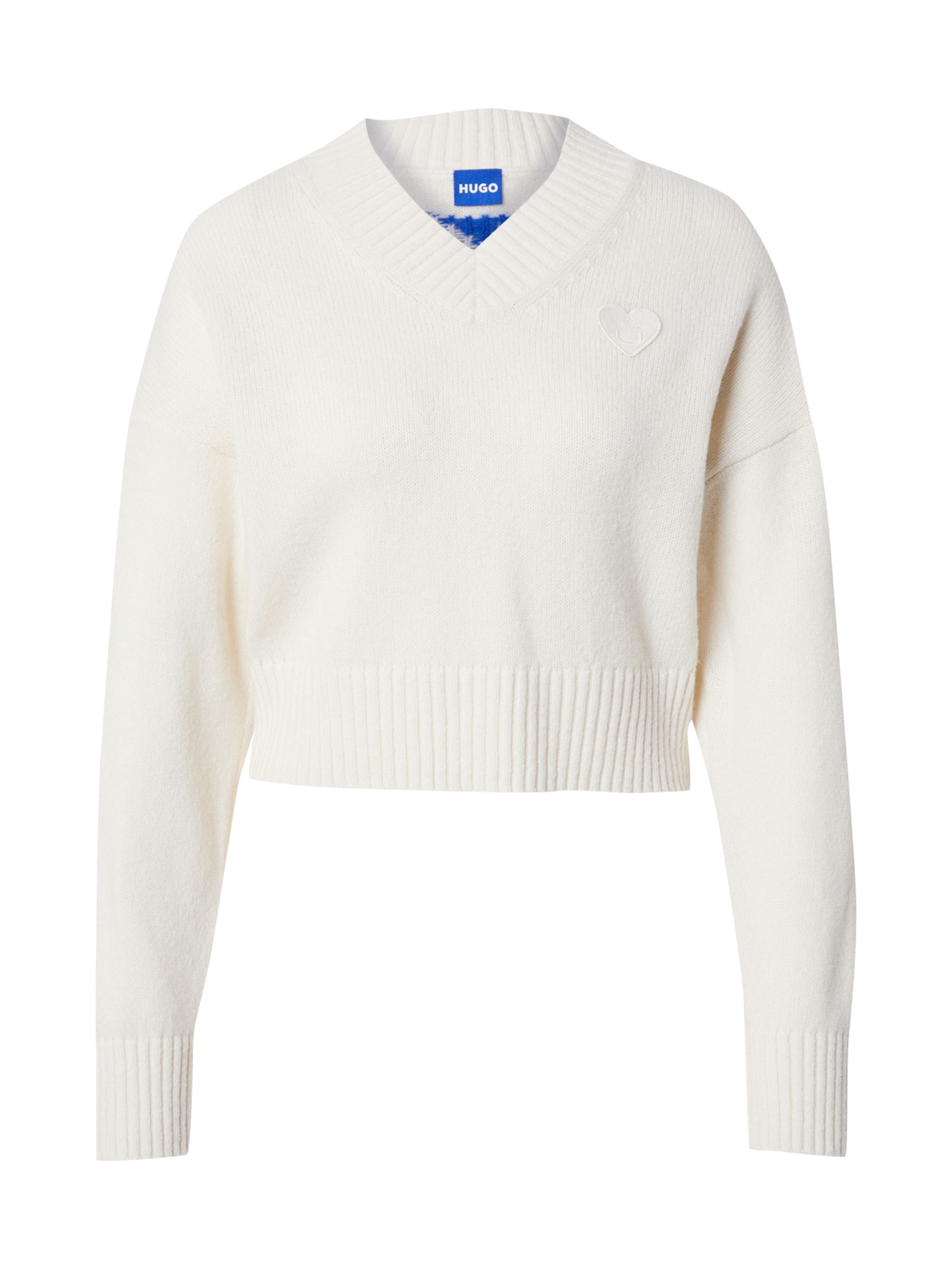 HUGO Пуловер 'Scutie_B' в бяло: отпред