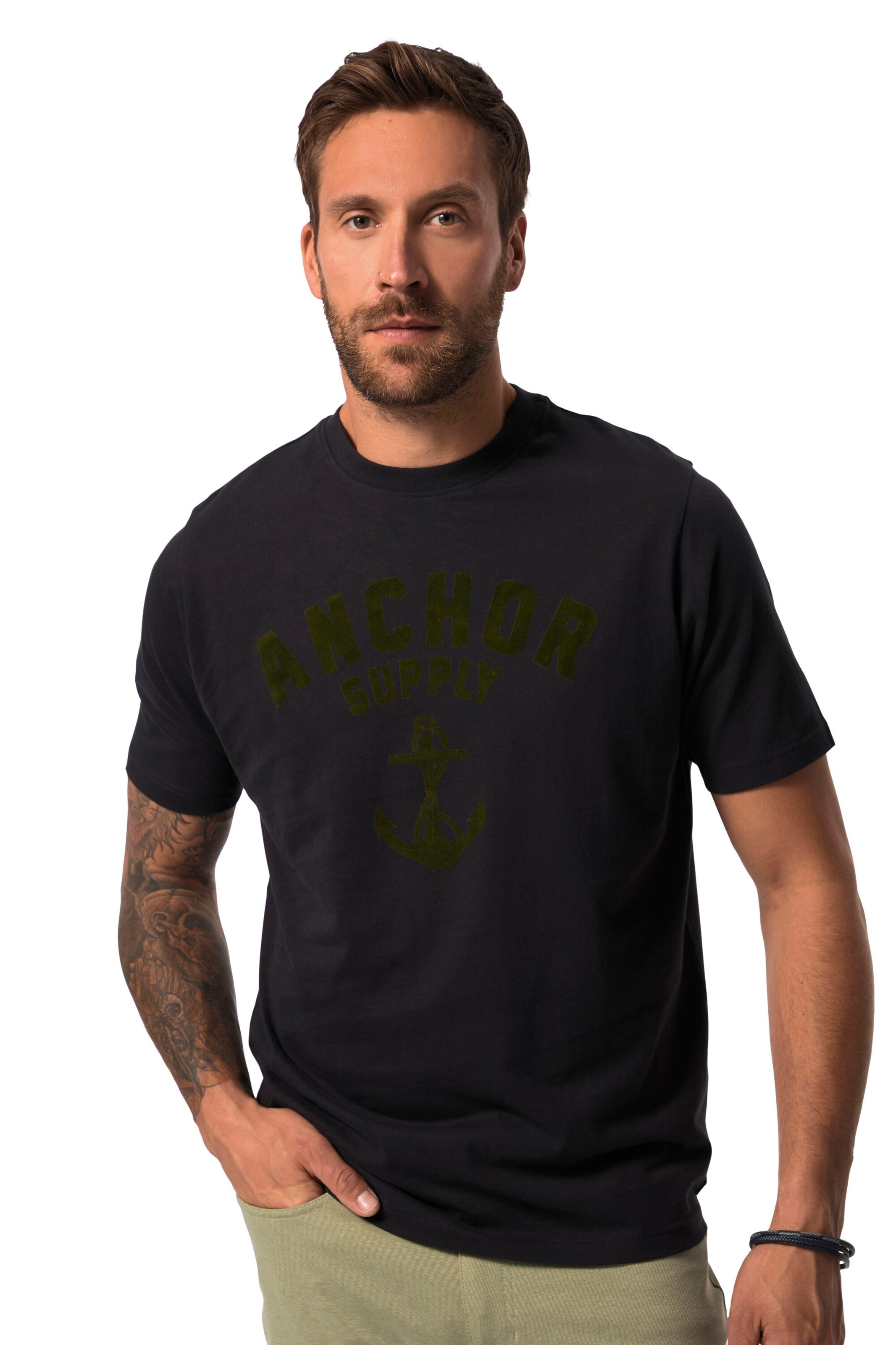 T-Shirt JP1880 en noir : devant
