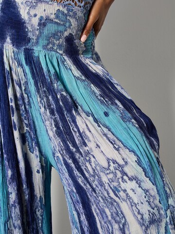 Wide Leg Pantalon Apricot en bleu