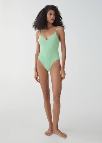 MANGO Triangle Swimsuit 'Samos' in Green