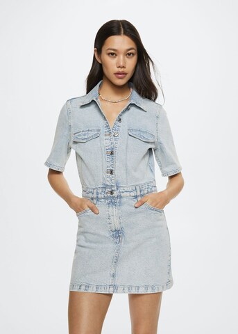 MANGO Shirt Dress in Blue: front