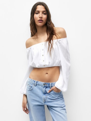 Pull&Bear Blouse in Wit: voorkant