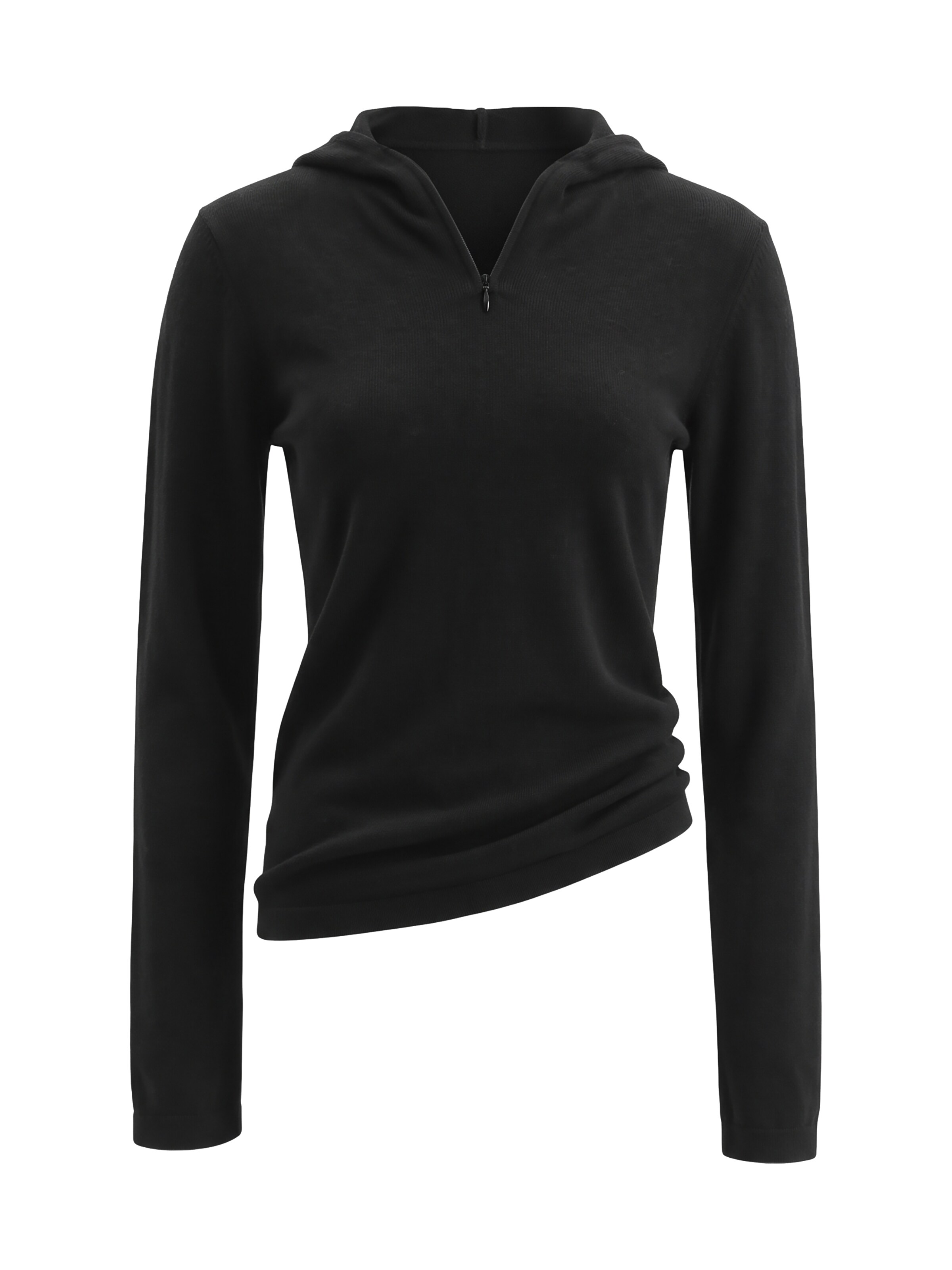 TorWeit Knitted Top 'Black Hooded Knit Top' in Black: front
