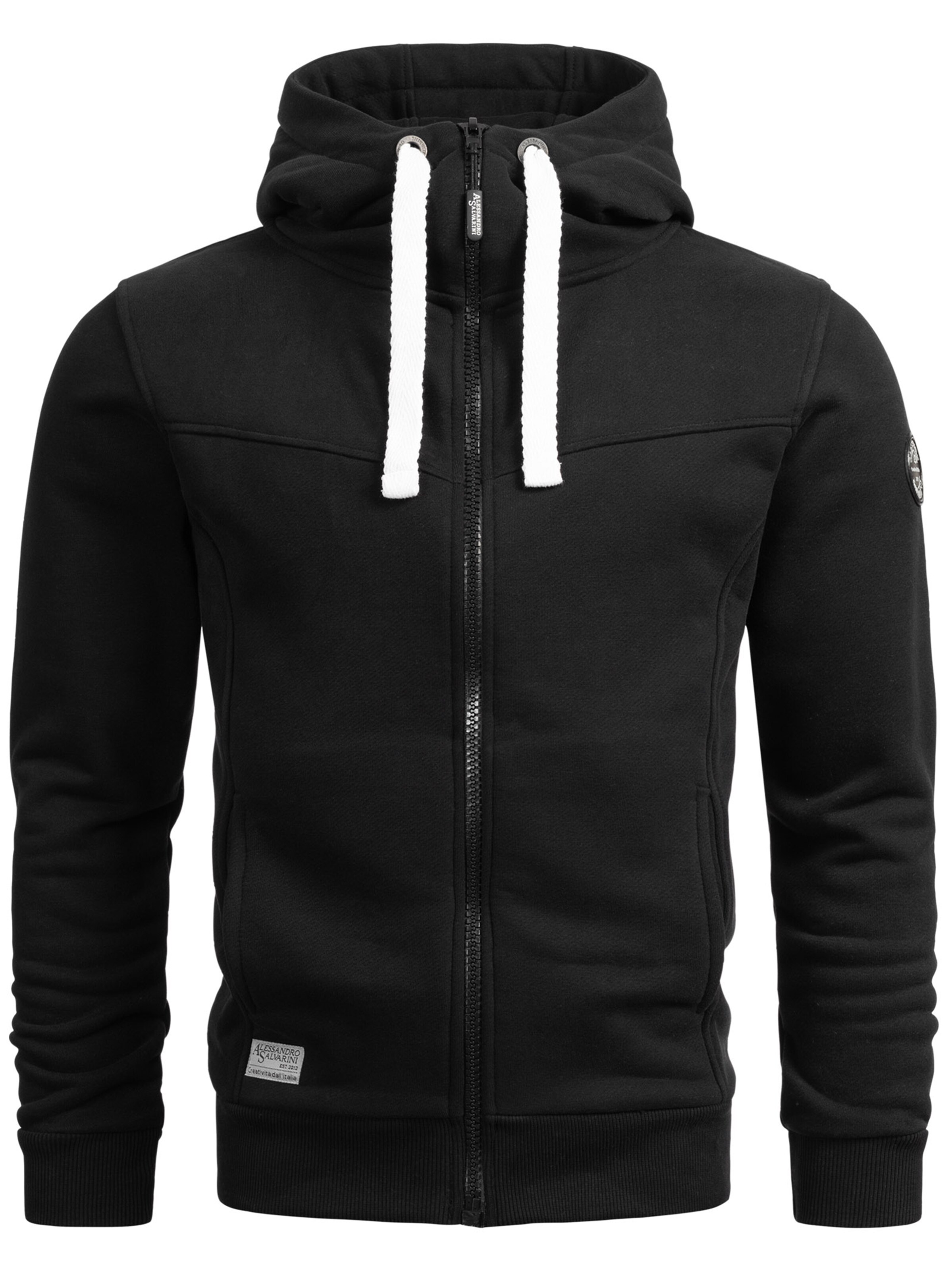 Alessandro Salvarini Sweatjacke 'Meroiia' in Schwarz: Vorderseite