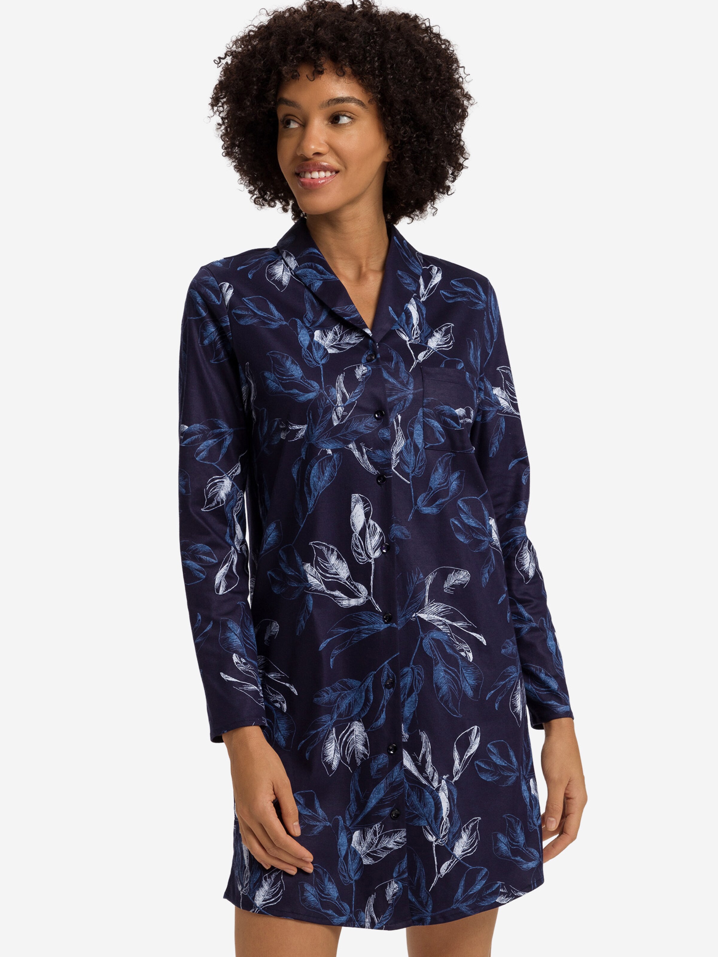 Hanro - Camisola de pijama ' Loungy Nights ' em azul: frente