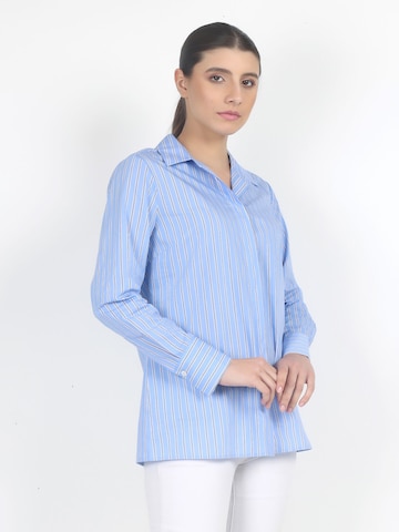 VICCI Germany Hemdbluse mit verdeckter Knopfleiste in Blau