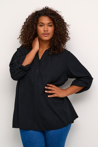 KAFFE CURVE Blouse 'Mille' in Zwart: voorkant