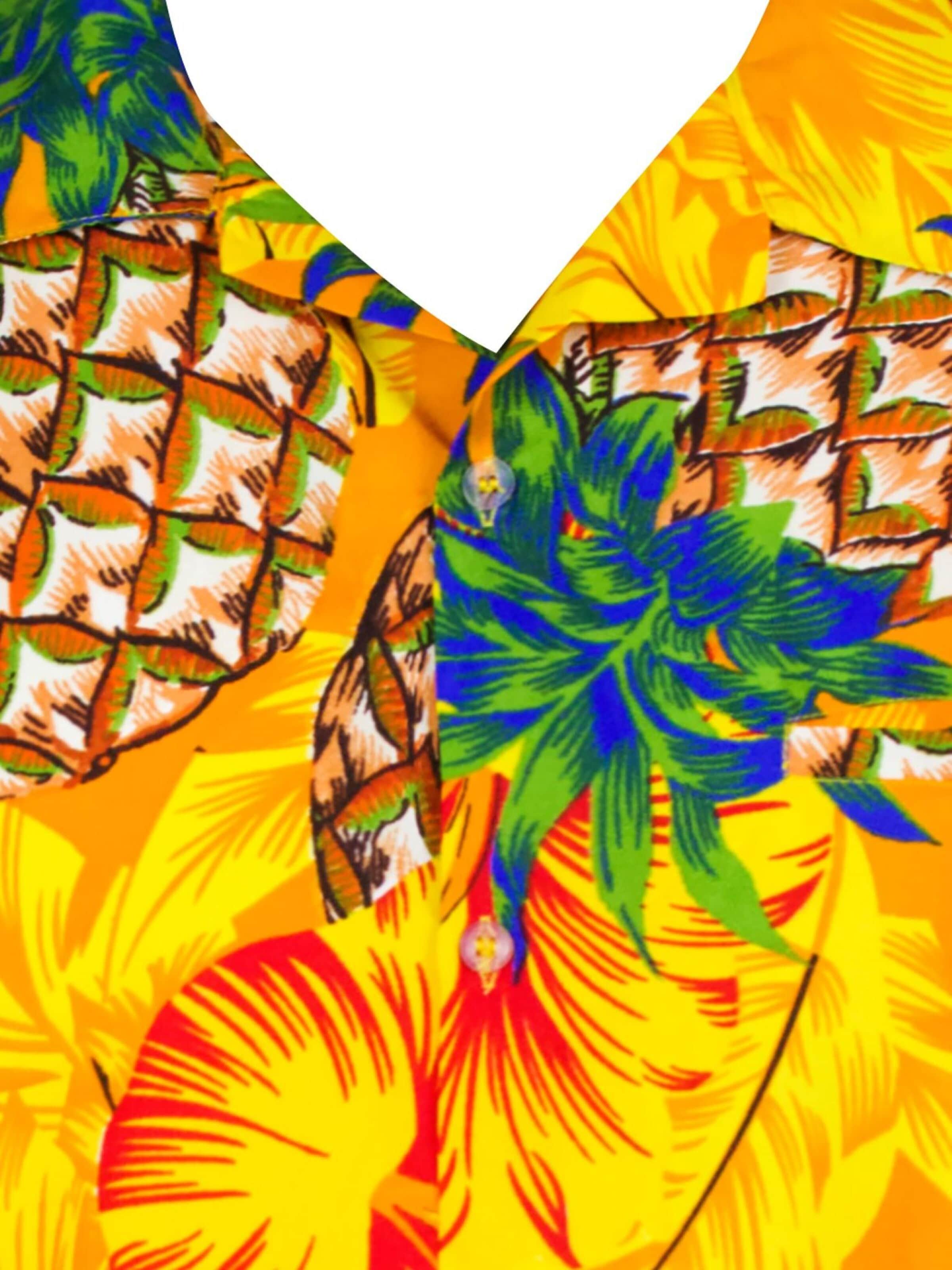 King Kameha Shirt 'Pineapple Hibiscus'‌‌‌‌‌‌‌‌‌ in Gelb