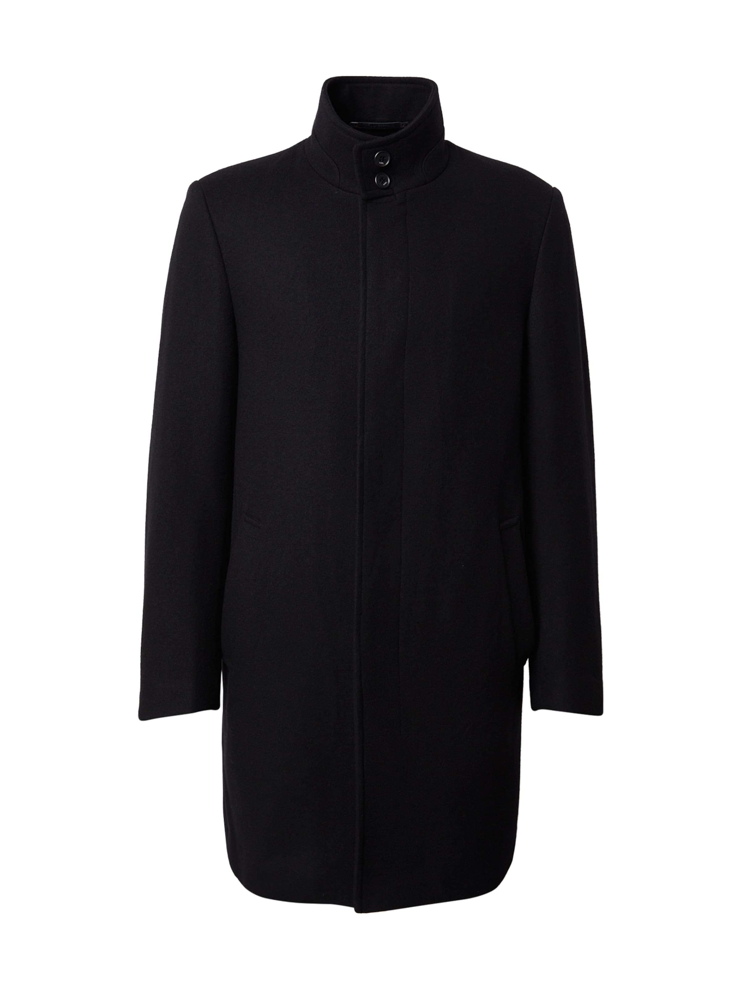 Karl Lagerfeld Kevad-sügismantel, värv must: eest vaates