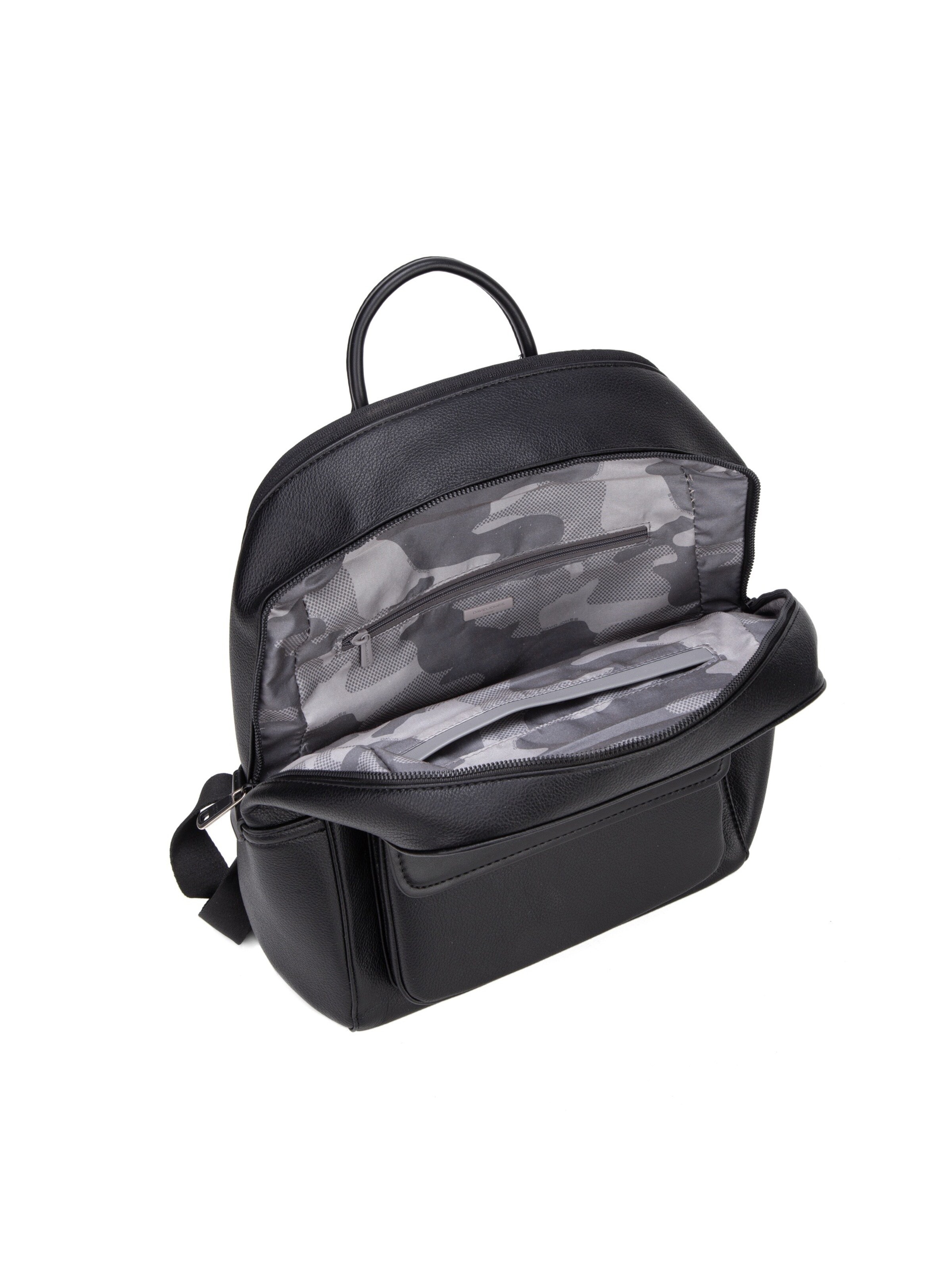 Zaino 'Zaino pelle vegana David Jones con tasca frontale zip' di David Jones in nero