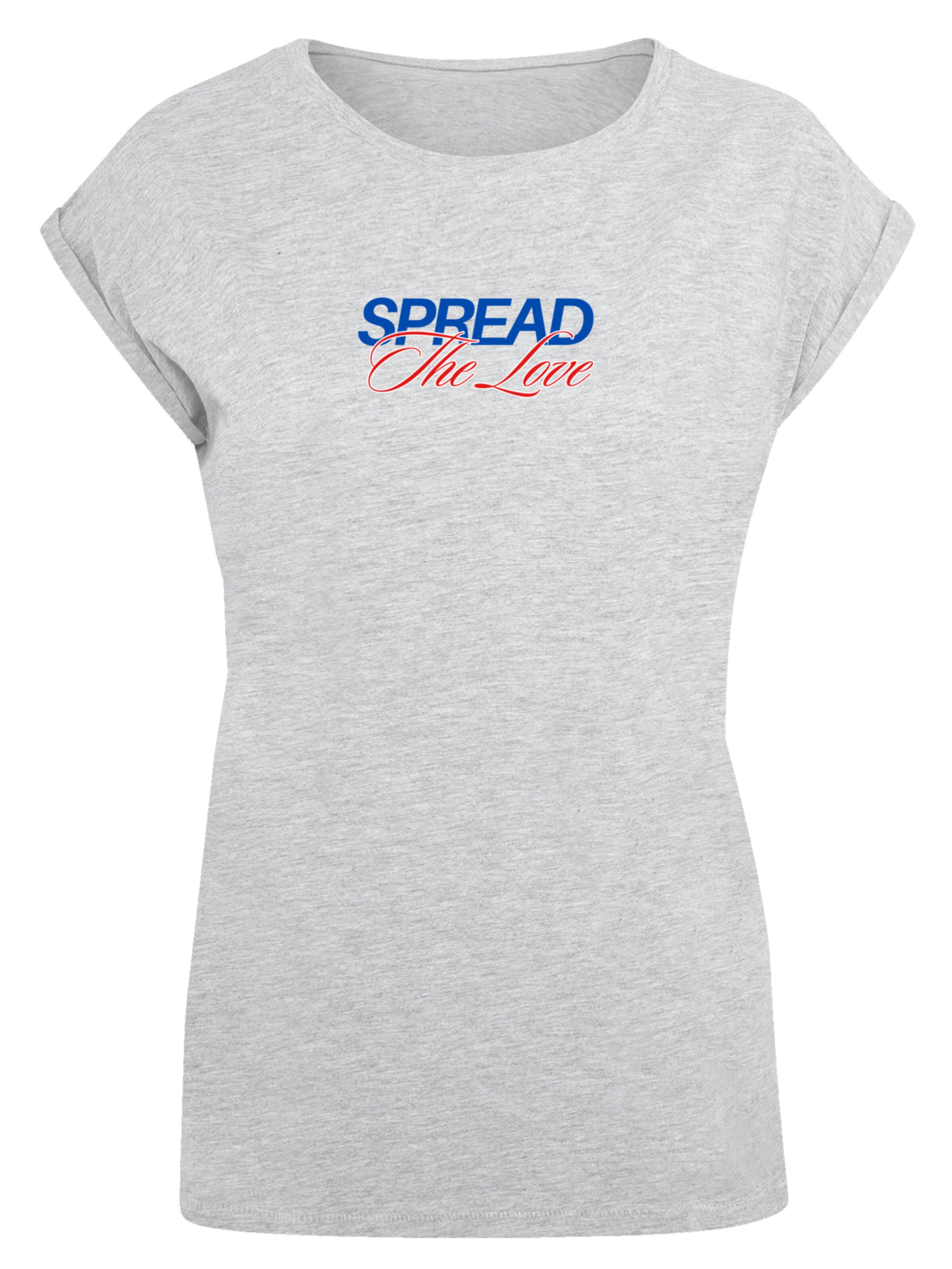 F4NT4STIC T-Shirt 'Spread The Love Valentinstag' in Grau: Vorderseite