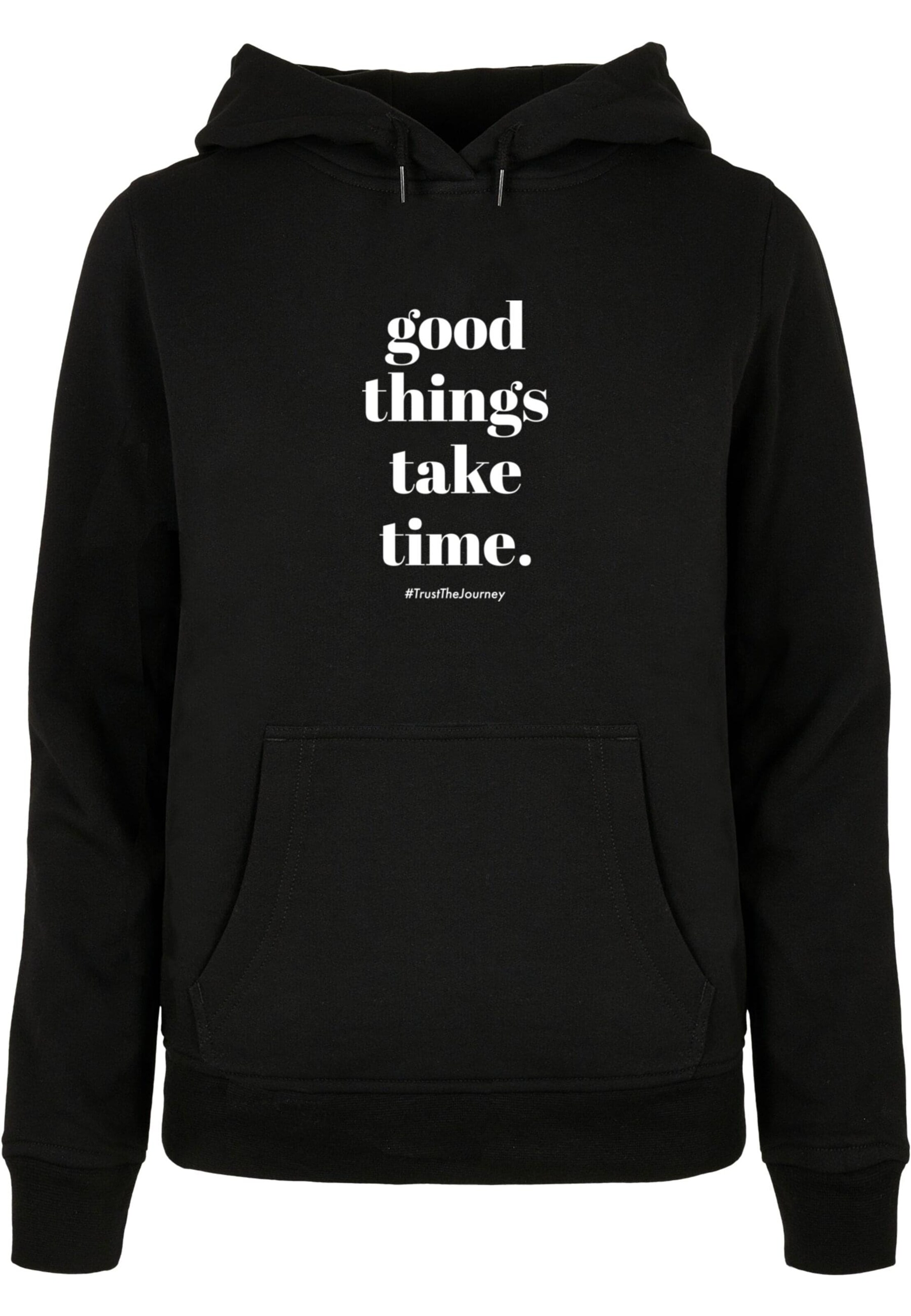 Sweat-shirt 'Good Things Take Time' Merchcode en noir : devant