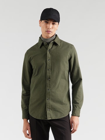 UNITED COLORS OF BENETTON Средняя посадка Рубашка в Зеленый: спереди