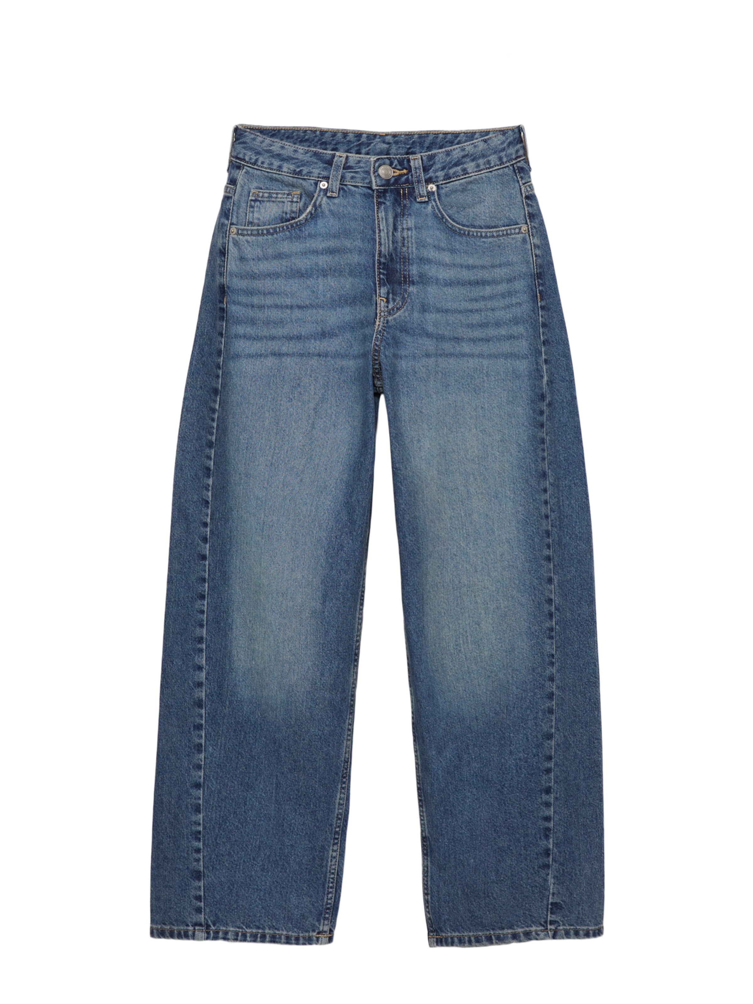 Baggy Jeans de la Pull&Bear pe albastru: față