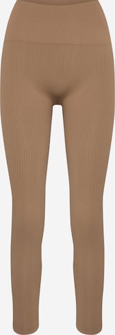 Skinny Pantalon de sport Röhnisch en marron : devant