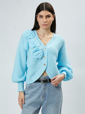 Cardigan 'Flowered' Influencer en bleu : devant