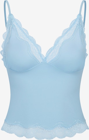 cfab (formerly creamy fabrics) Topp 'Deep Neck Lace Top' i blå: framsida