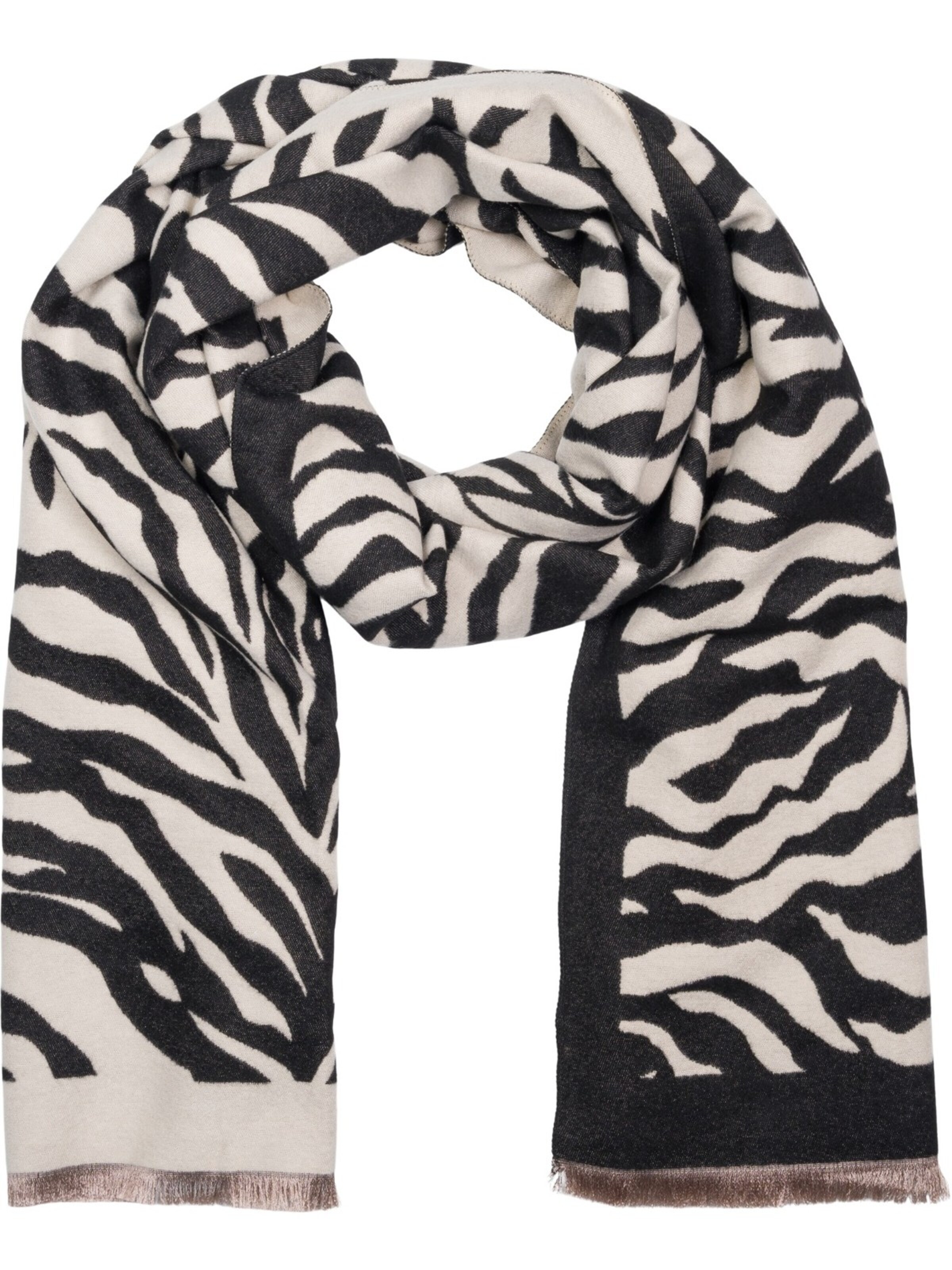 styleBREAKER Schal 'Schal mit Zebra Muster'‌‌‌ in Schwarz: Vorderseite