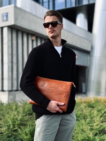 NEGOTIA Leather Laptop Bag 'Alpha 14 inch' in Brown