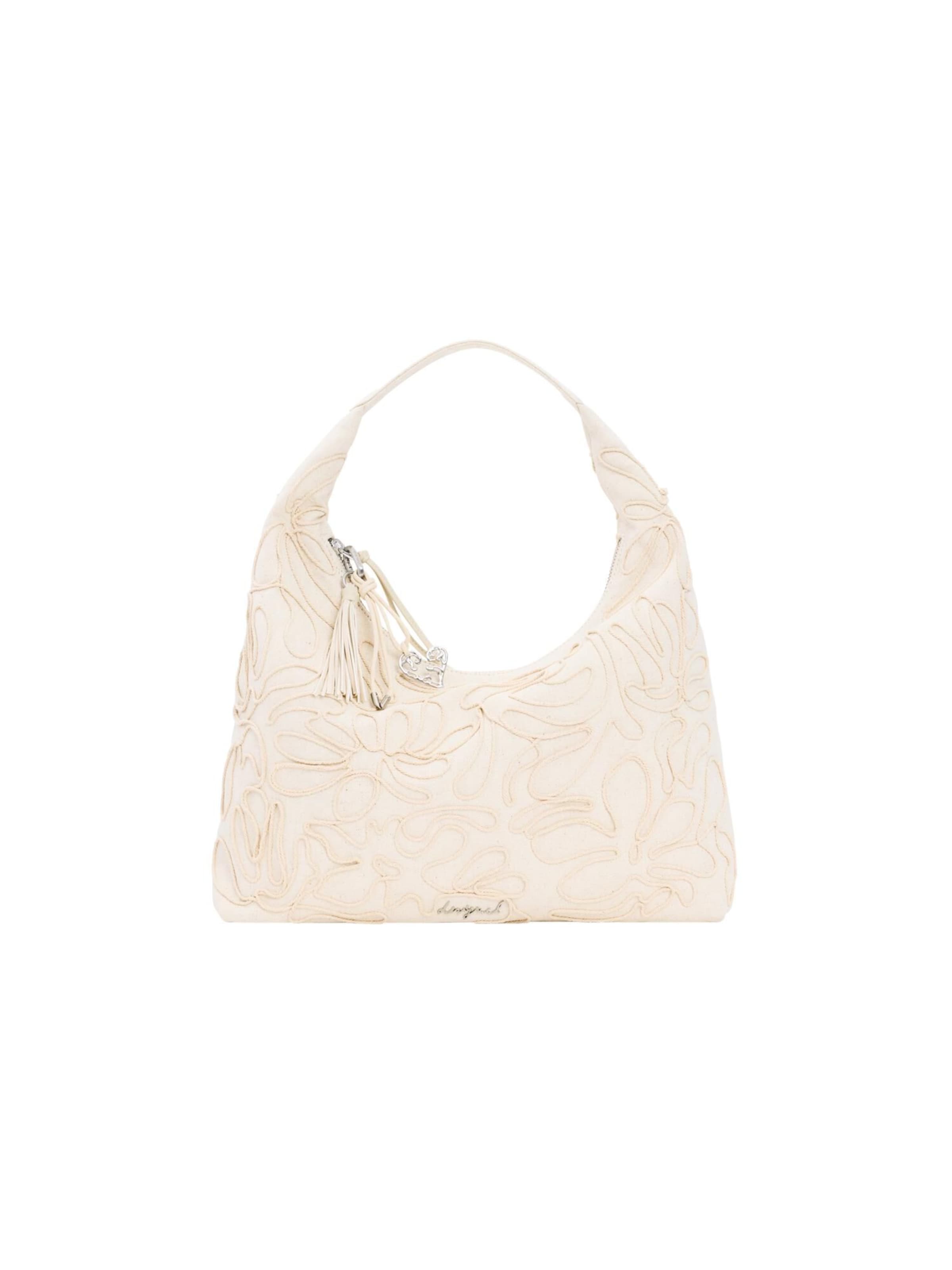 Desigual Torebka 'Large Raffia Flower' w kolorze biały: przód