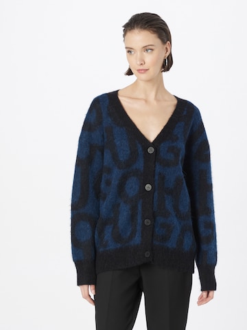 HUGO Red Knit Cardigan 'Sameediana' in Blue: front