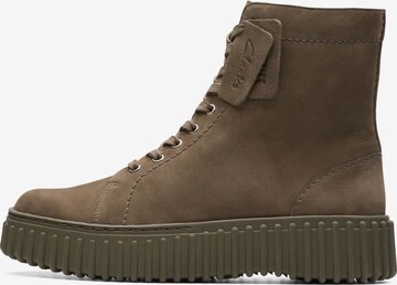 CLARKS Lace-Up Ankle Boots in Green