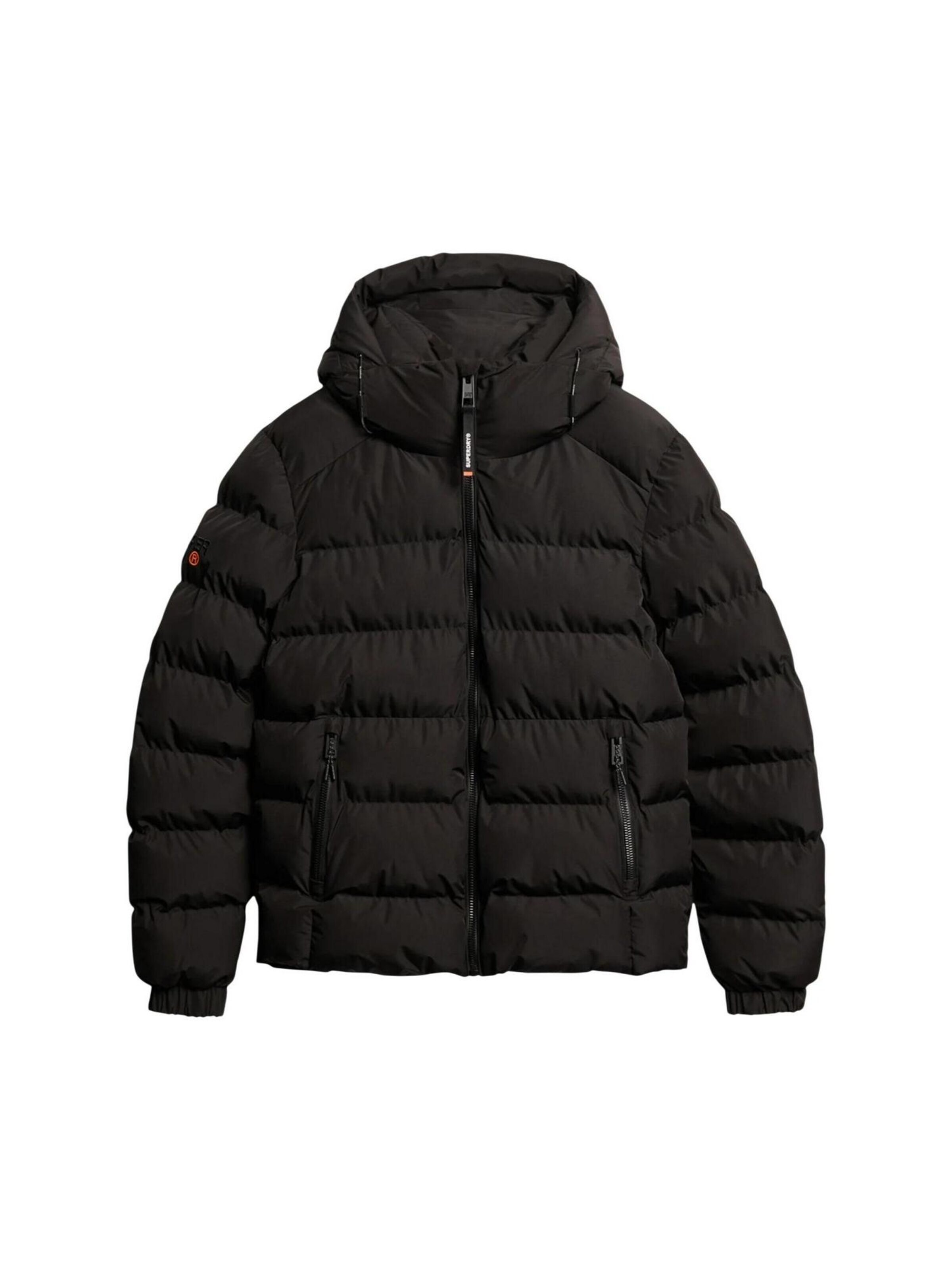 Superdry Winterjacke 'Hooded Sports Puffer Jacket SDM5011905A'‌ in Schwarz: Vorderseite