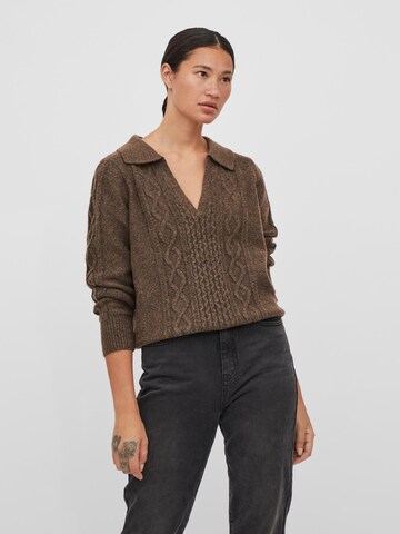 VILA Sweater 'Firrah' in Brown: front