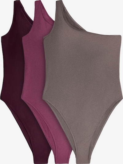The Set Badeanzug in taupe / fuchsia / magenta, Produktansicht