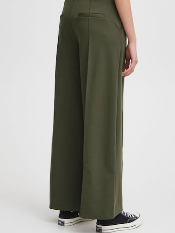 Wide leg Pantaloni con piega frontale 'Kate' di ICHI in verde
