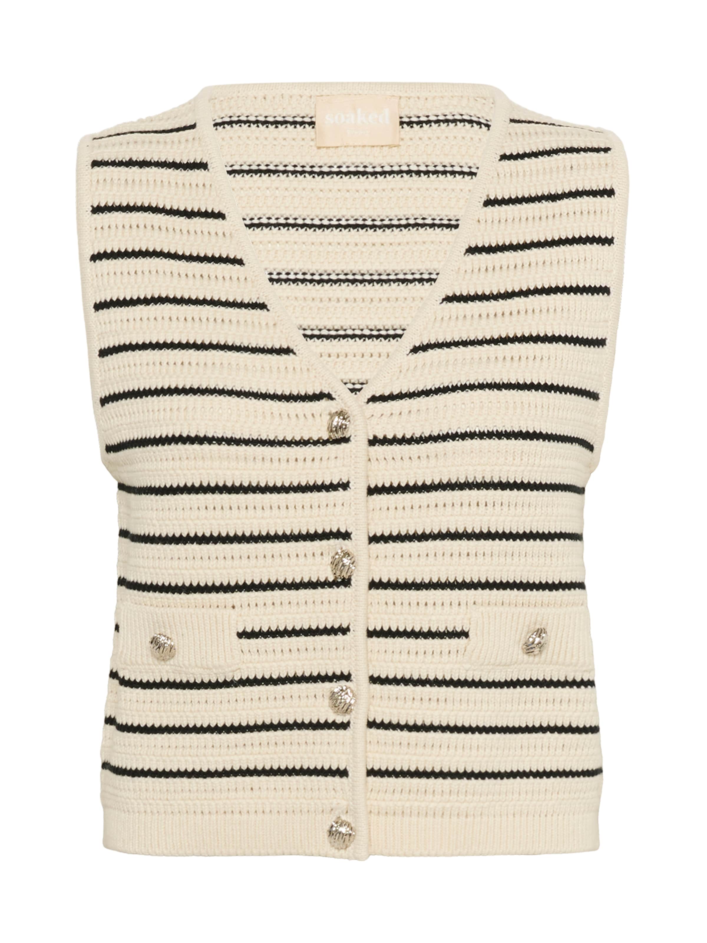 SOAKED IN LUXURY Плетен елек 'SLMadalena' в бяло: отпред