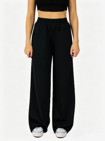 KoJooin Jeansy 'Damen Oversize Wide Leg Sweathose Eingrifftaschen Elastischer Taillenbund Lässige Freizeithose' w kolorze czarny: przód
