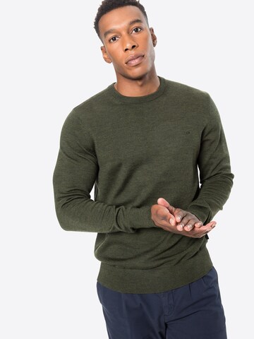 Calvin Klein Regular fit Pulover | zelena barva: sprednja stran