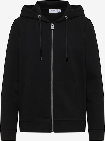 CECIL Zip-Up Hoodie in Black: front