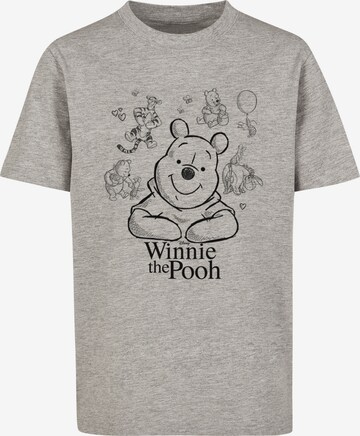 F4NT4STIC Shirt 'Disney Winnie The Pooh Collage Sketch' in Grey: front