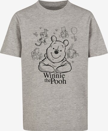 T-Shirt 'Disney Winnie The Pooh Collage Sketch' F4NT4STIC en gris : devant