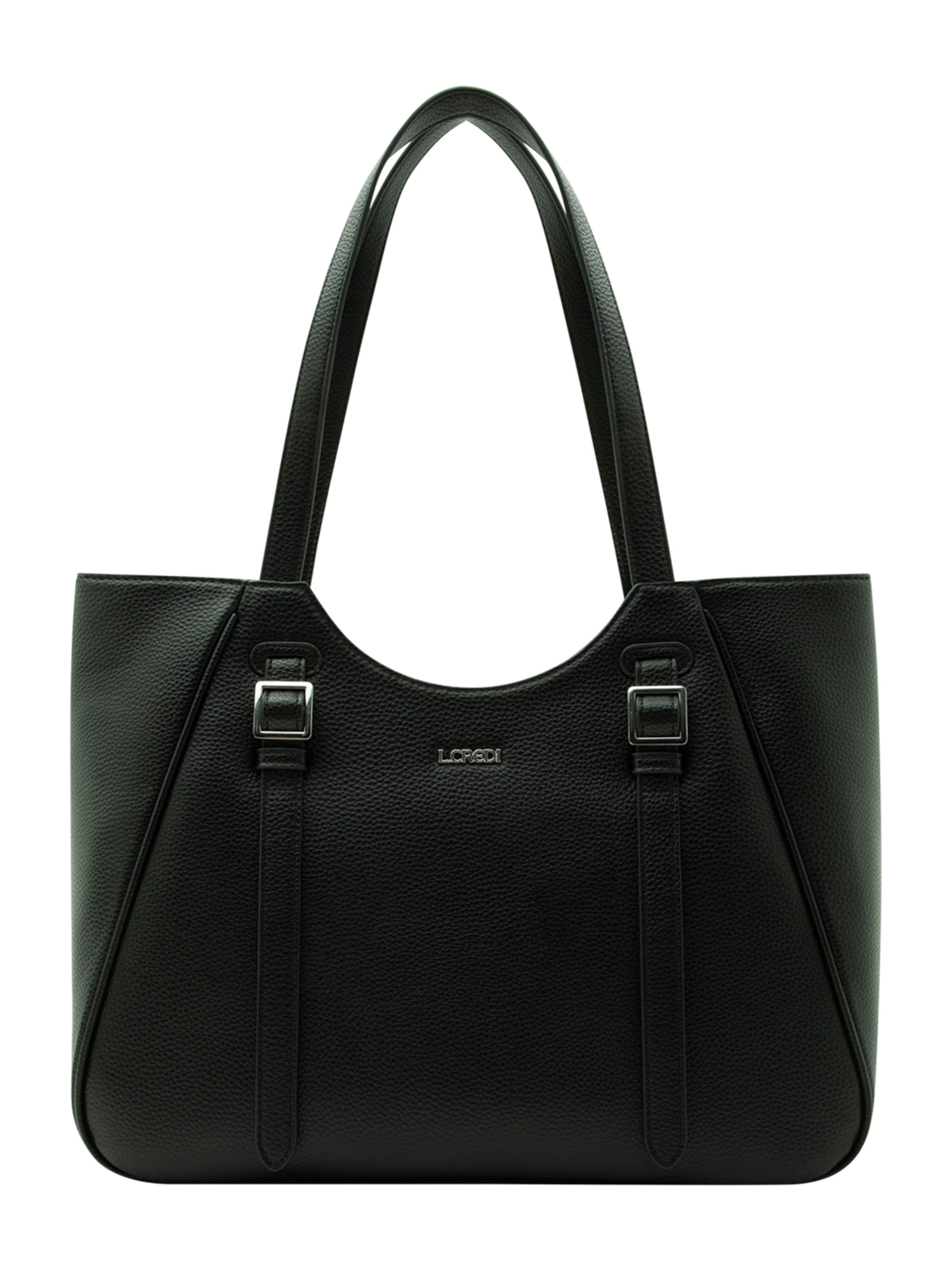 L.CREDI Shopper &#x27;Panja&#x27; in Zwart: voorkant