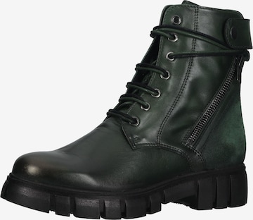 LAZAMANI Lace-Up Ankle Boots in Green: front